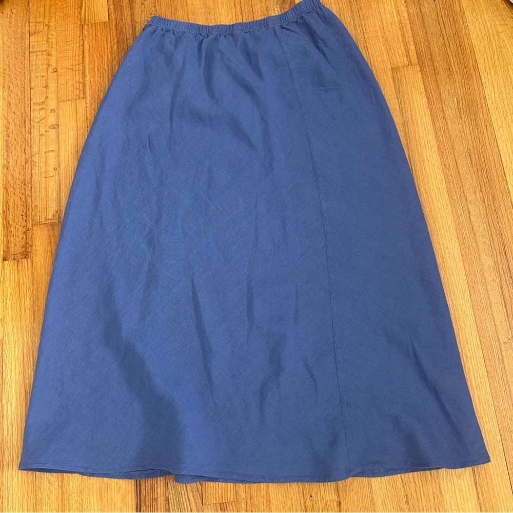 The J. Peterman Company Women's Blue 100% Linen skirt Size L (n) - Picture 4 of 9